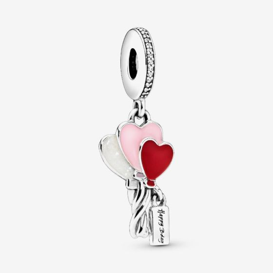 PANDORA Silver Pink Red Birthday Balloon Dangle Charm 798076CZ