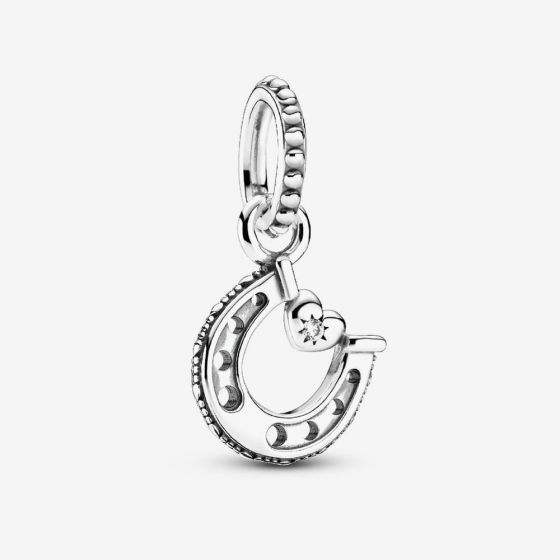 PANDORA Silver Cubic Zirconia Horseshoe Dangle Charm 799157C01
