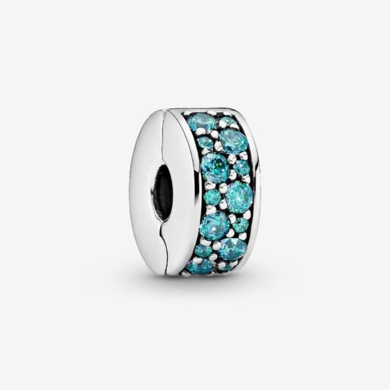PANDORA Silver Teal Pave Clip Charm 791817MCZ