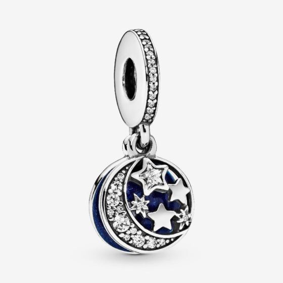 PANDORA Silver Moon Blue Sky Dangle Charm 791993CZ