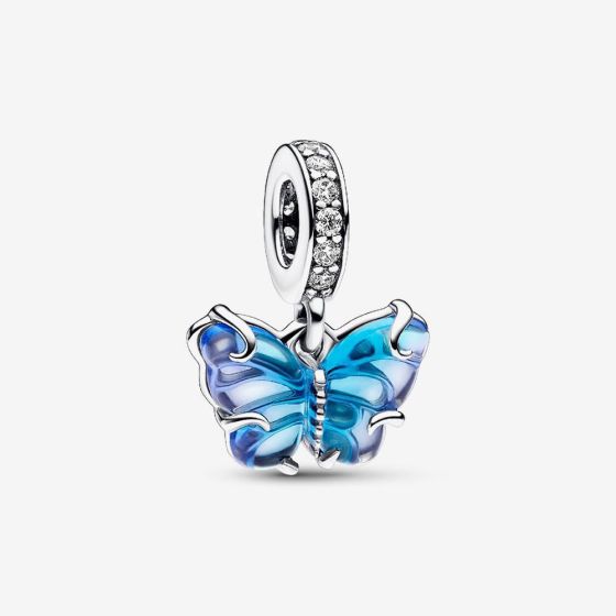 PANDORA Silver Blue Murano Glass Butterfly Charm 792698C01