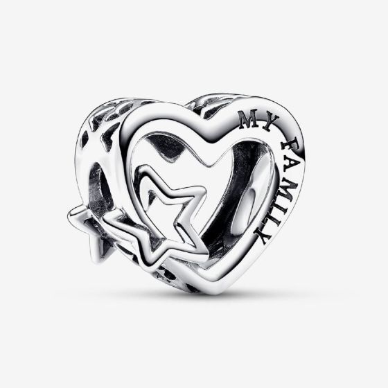 PANDORA Silver Openwork Family Star Heart Charm 792829C00