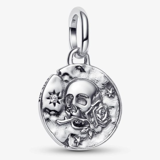 PANDORA Sterling Silver Cubic Zirconia Skull Medallion Dangle Charm 794089C01