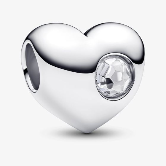 PANDORA Sterling Silver Cubic Zirconia April Birthstone Heart Charm 794161C04