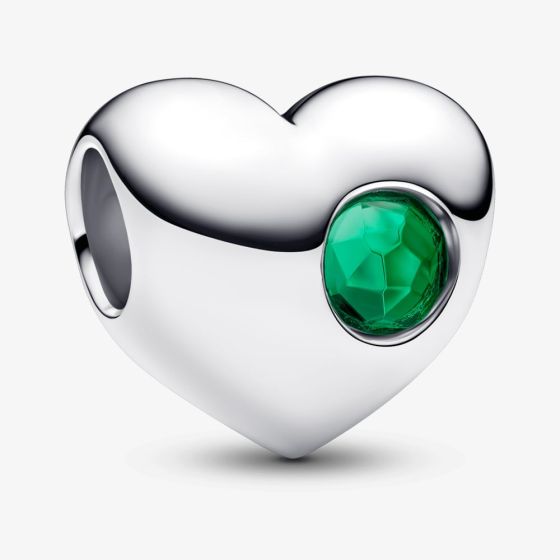PANDORA Sterling Silver Green Cubic Zirconia May Birthstone Heart Charm 794161C05