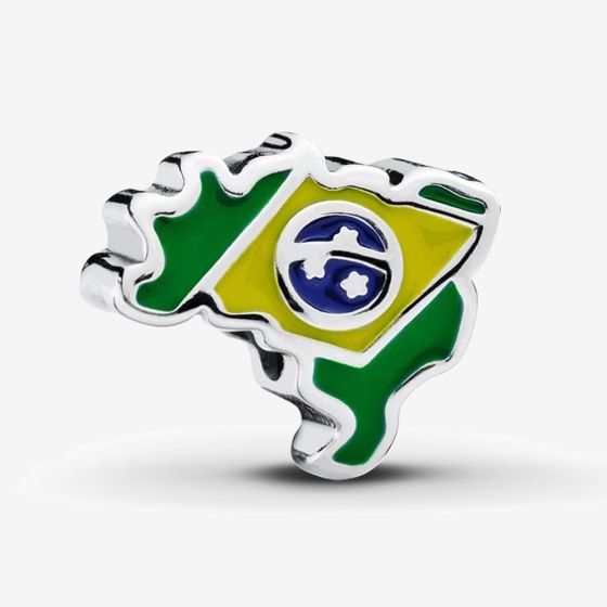 PANDORA Sterling Silver Brazil Country Outline Charm 791303ENMX