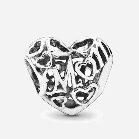 PANDORA Sterling Silver Openwork Mom Heart Charm 791519