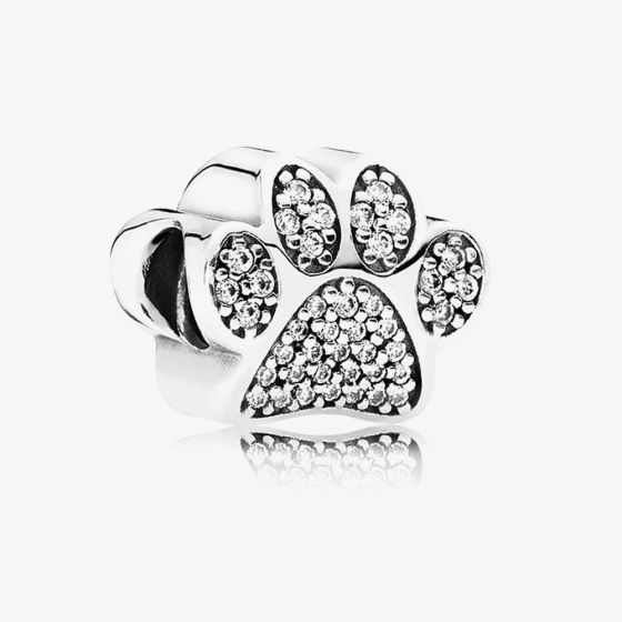 PANDORA Sterling Silver Cubic Zirconia Paw Print Charm 791714CZ