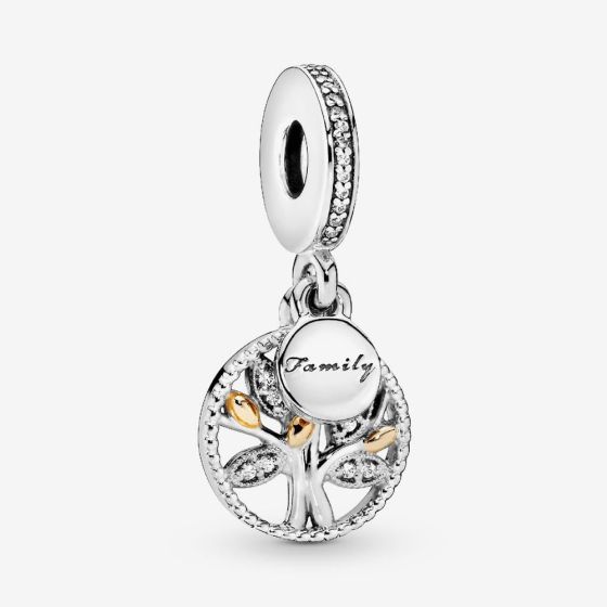 PANDORA Sterling Silver & 14ct Yellow Gold Family Tree Dangle Charm 791728CZ