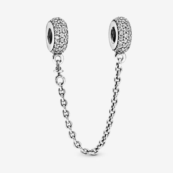 PANDORA Sterling Silver Pave Cubic Zirconia Safety Chain Charm 791736CZ-05