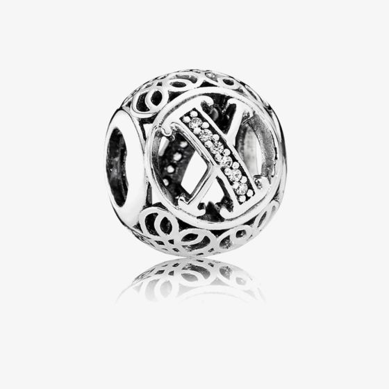 PANDORA Sterling Silver Cubic Zirconia Vintage Letter X Charm 791868CZ
