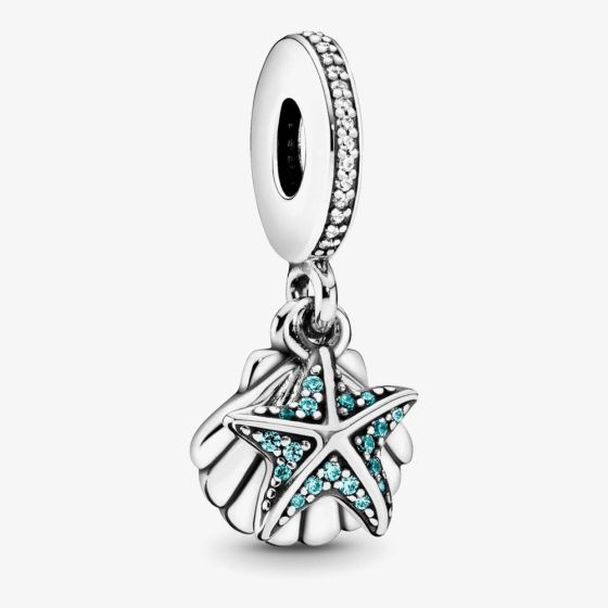 PANDORA Sterling Silver Tropical Starfish & Shell Dangle Charm 792076CZF