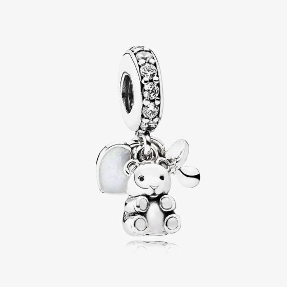 PANDORA Sterling Silver Cubic Zirconia Baby Treasures Bear Dangle Charm 792100CZ