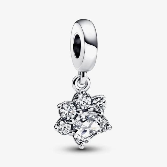PANDORA Sterling Silver Cubic Zirconia Sparkling Pet Paw Print Dangle Charm 792247C01