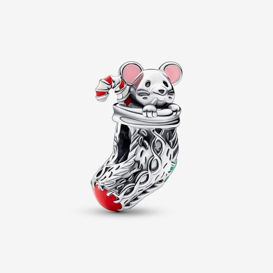 PANDORA Festive Mouse Stocking Charm 792366C01