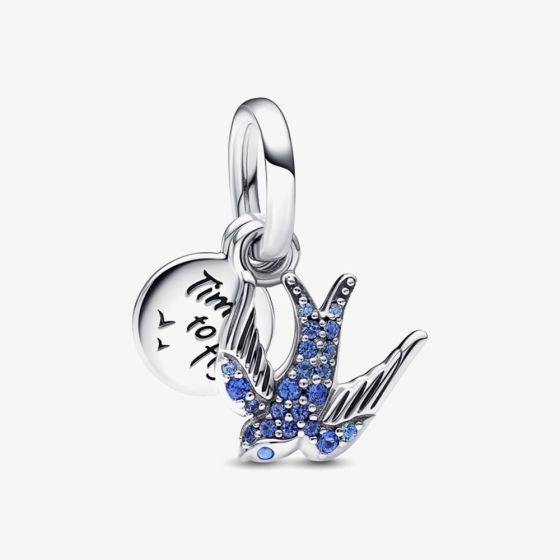 PANDORA 792570C01 Sparkling Swallow Double Dangle Charm - thbaker.co.uk