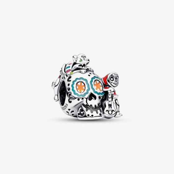 PANDORA Sterling Silver Disney Pixar Coco Miguel Candy Skull Charm 792817C01