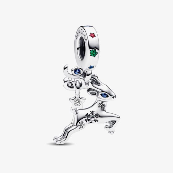 PANDORA Sterling Silver Cubic Zirconia Christmas Reindeer Charm 792826C01