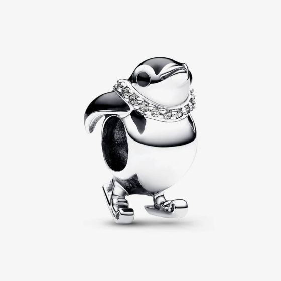 PANDORA Sterling Silver Cubic Zirconia Skiing Penguin Charm 792988C01
