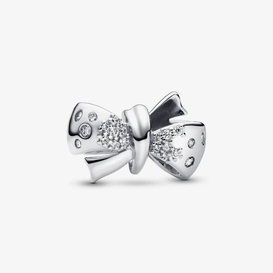 PANDORA Silver Sparkling Bow Charm 793442C01