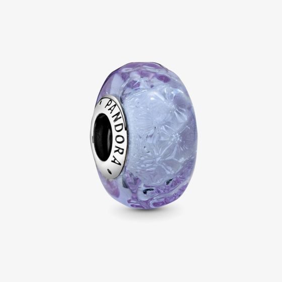 PANDORA Sterling Silver Wavy Lavender Murano Glass Charm 798875C00