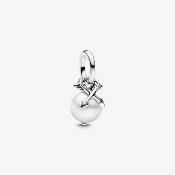 PANDORA Pearl & Arrows Mini Dangle Charm 793687C01