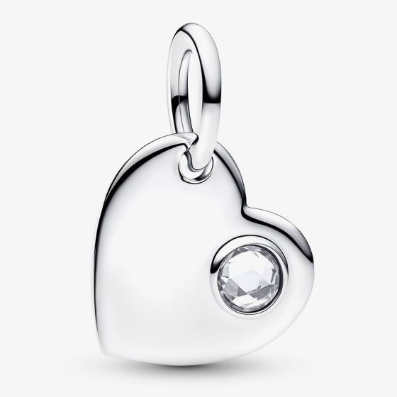 PANDORA April Birthstone Heart Dangle Charm 794295C04
