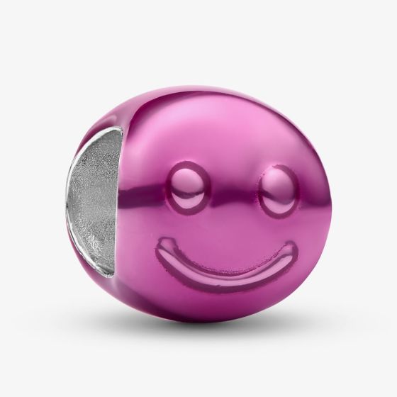 PANDORA Sterling Silver Pink Happy Face Mini Charm 794815C01