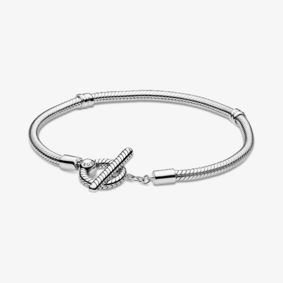 PANDORA Moments Silver T-Bar Snake Chain Bracelet 599082C00