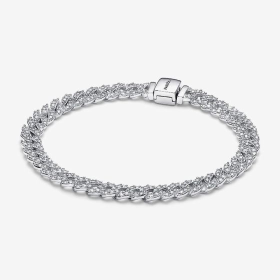 PANDORA Timeless Silver Pave Cuban Chain Bracelet 593008C01