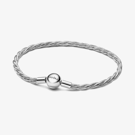 PANDORA Round Pandora Clasp Twisted Snake Chain Bracelet 593757C00