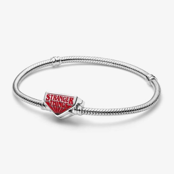 PANDORA Stranger Things Clasp Silver Snake Chain Bracelet 593572C01
