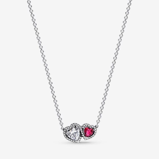 PANDORA Silver Halo Hearts Pendant Necklace 393632C01-45