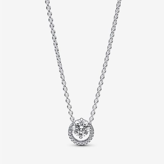 PANDORA Silver Sparkling Round Halo Pendant Necklace 391174C01-45