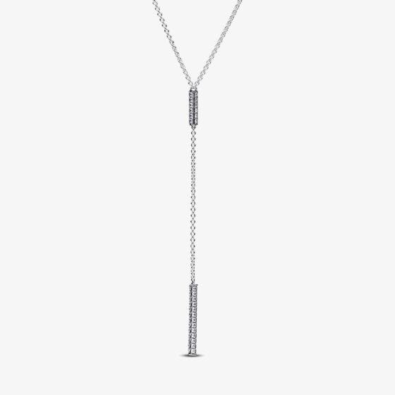 PANDORA Silver Timeless Pavé Prism Drop Necklace 393013C01-45