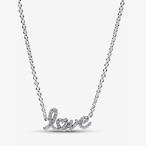 PANDORA Sparkling Handwritten Love Necklace 393076C01-45
