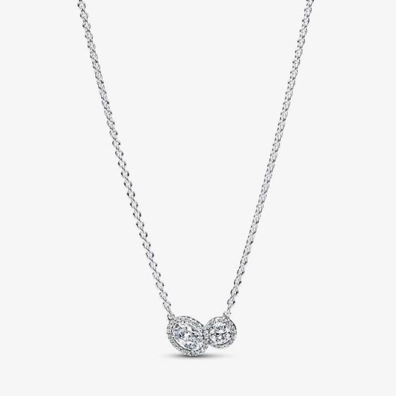 PANDORA Silver Embracing Halo Necklace 393776C01-45