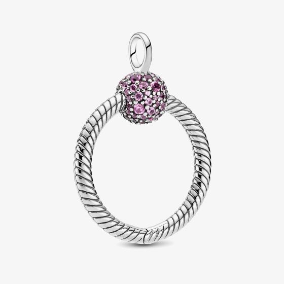 PANDORA Pink Pavé Snake Chain O Charm Holder 399097C02