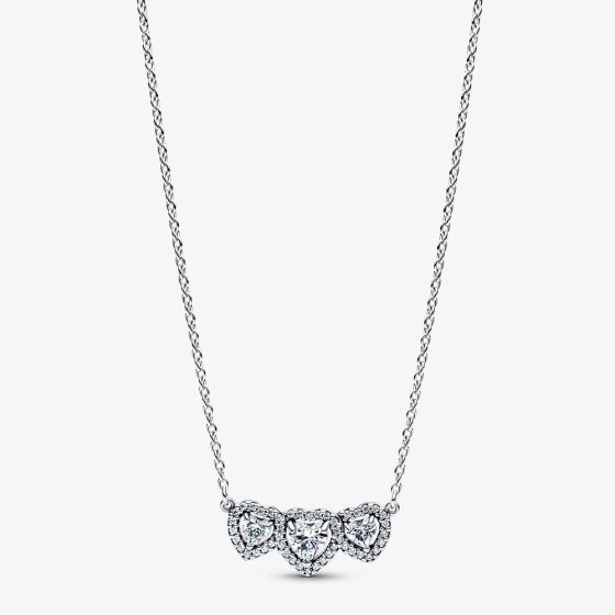 PANDORA Silver Halo Heart Trilogy Collier Necklace 394412C01-45