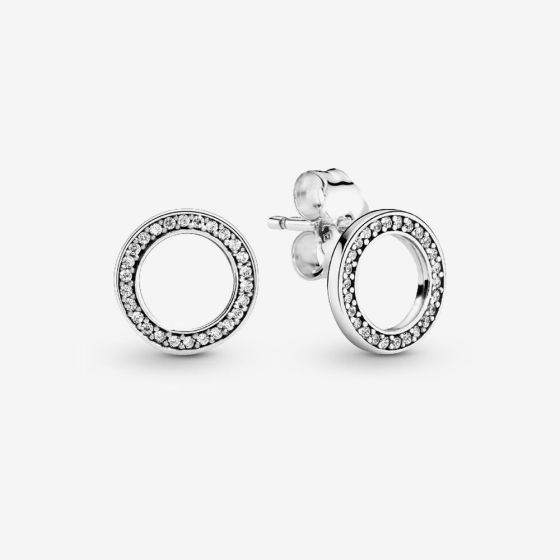 PANDORA Silver Sparkling Circle Stud Earrings 290585CZ