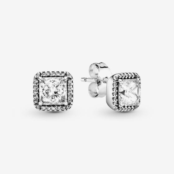 PANDORA Silver Square Sparkle Halo Stud Earrings 290591CZ