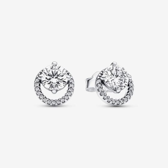 PANDORA Silver Sparkling Round Halo Stud Earrings 291248C01
