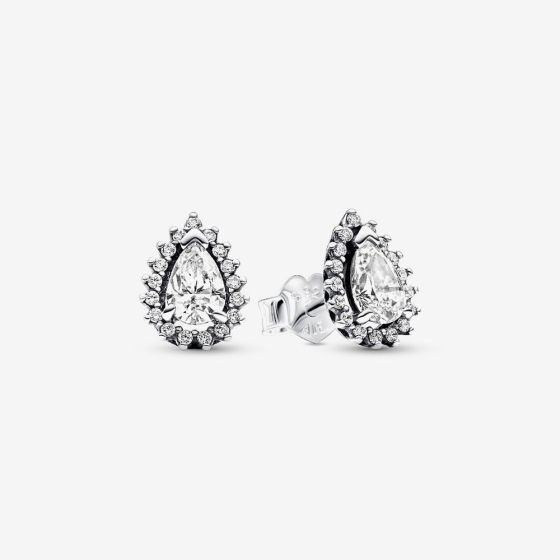 PANDORA Silver Sparkling Pear Halo Stud Earrings 292834C01
