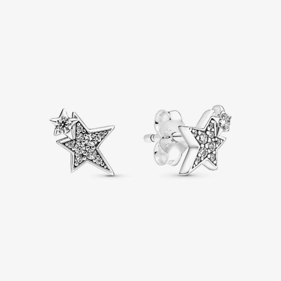 PANDORA Sparkling Asymmetric Star Stud Earrings 290012C01