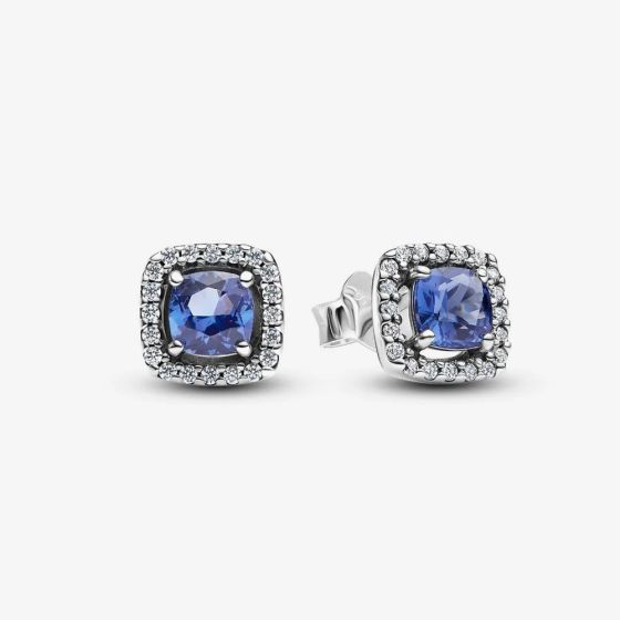 PANDORA Sparkling Square Blue Halo Stud Earrings 293551C01