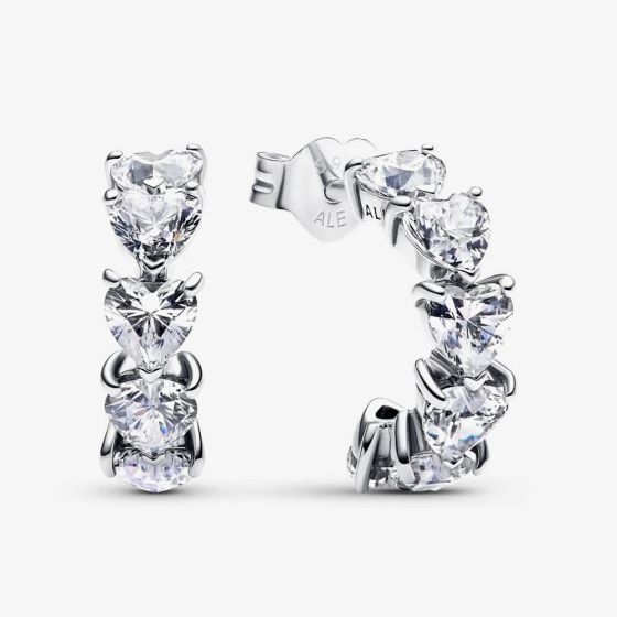 PANDORA Silver Sparkling Hearts Open Hoop Earrings 293657C01