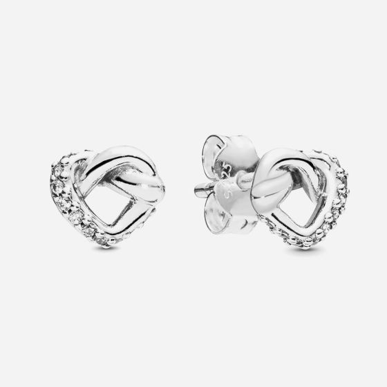 PANDORA Silver Knotted Hearts Stud Earrings 298019CZ