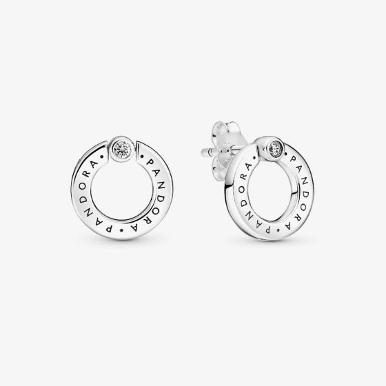 PANDORA 299486C01 Pavé Logo Circle Reversible Stud Earrings - thbaker.co.uk