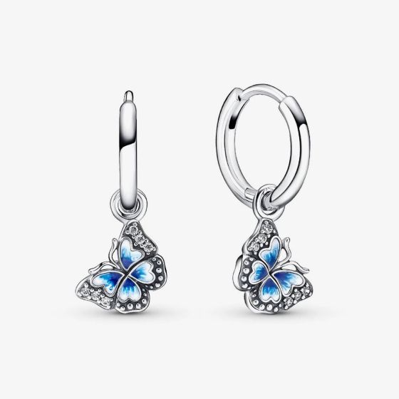 PANDORA Blue Butterfly Hoop Dropper Earrings 290778C01