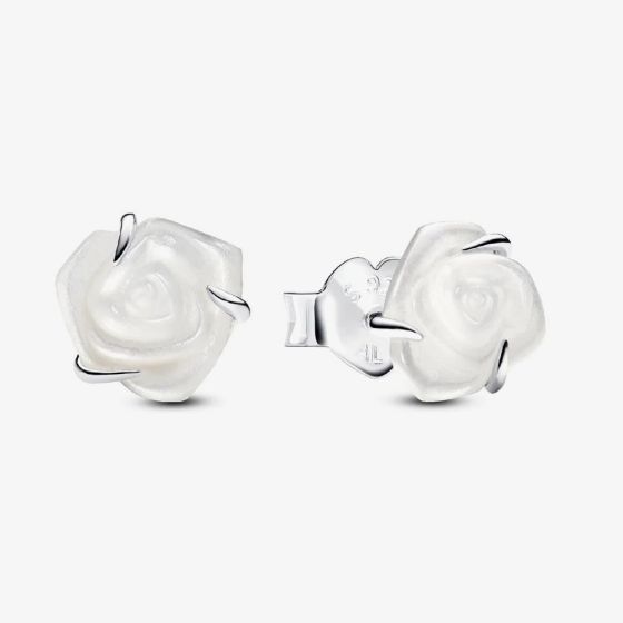 PANDORA White Rose In Bloom Stud Earrings 293209C01